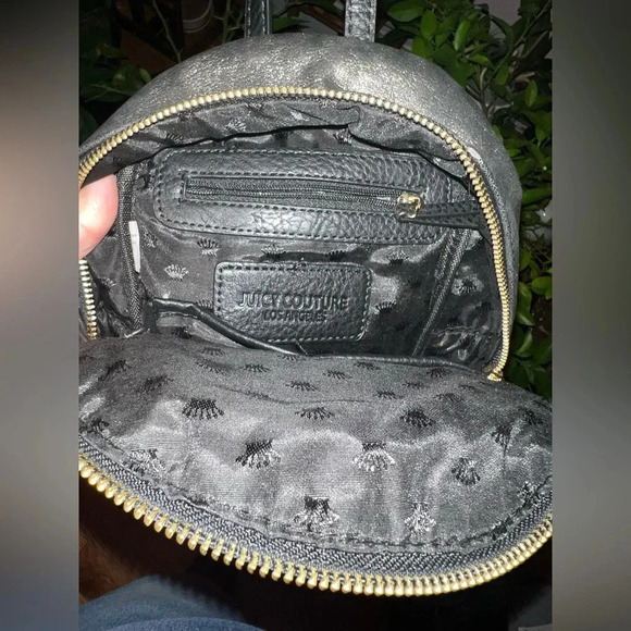 Juicy Couture Mini Backpack Black With Metallic Gold Shimmer Gold Accents EUC - Picture 5 of 7